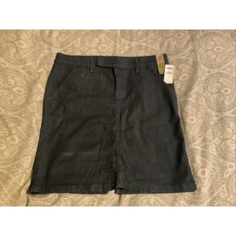 Old Navy Womens Dark Blue Stretch Denim Mini Skirt Low Waist Size 14 NWT